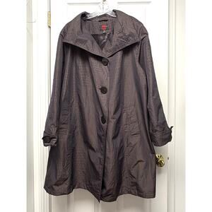 Gallery Woman Coat Texture Cocoon Coat Oversized Collar Charcoal Brown Size 2X